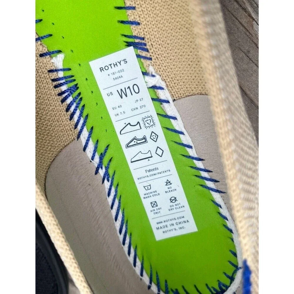 Rothy's The Ballet Flat Women's 10 Cream w/ Black Captoe Bow Accent